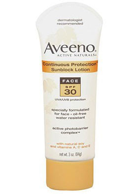 Aveeno, Continuous Protection Sunblock Lotion for the Face SPF 30:    