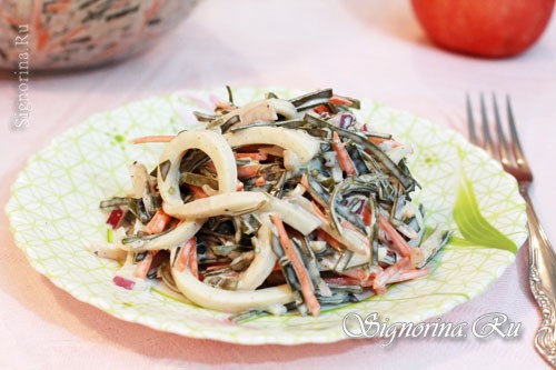 Пошаговый рецепт салата с кальмарами