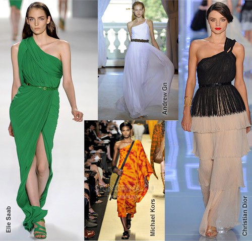 Модные тенденции весна-лето 2012: одна плечо 