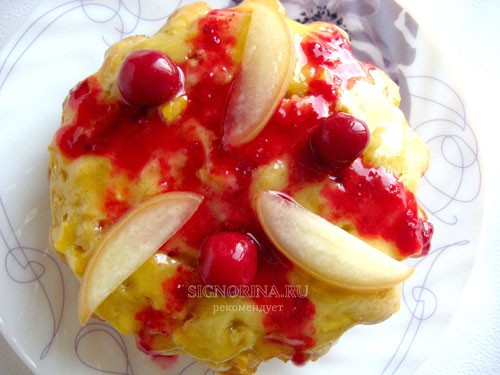 Яблочный кекс с фруктами, рецепт
