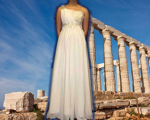 Как оформить белое платье в греческом стиле