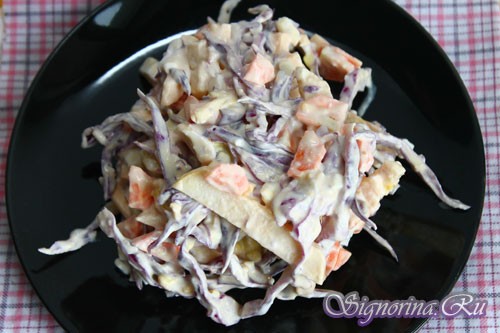 Салат из краснокочанной капусты с морковью и яблоками: рецепт с фото