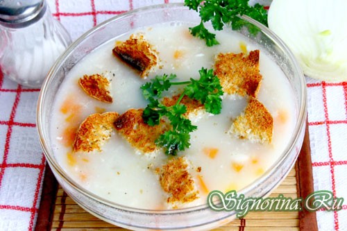 Сырный суп с гренками, рецепт с фото