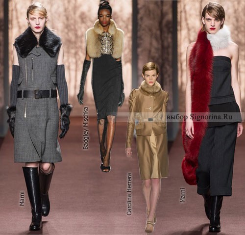 Модные тенденции осень-зима 2013-2014, фото: меховые воротники