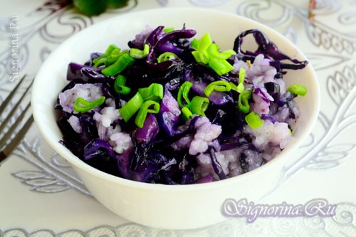 Салат из риса и краснокочанной капусты: рецепт с фото