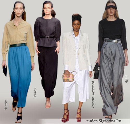 Модные тенденции весна-лето 2014, фото: широкие брюки в мужском стиле