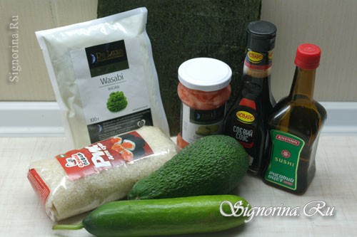Ингредиенты для роллов с огурцом и авокадо: фото 1