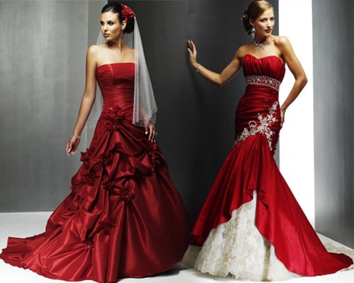 Красные свадебные платья: фото