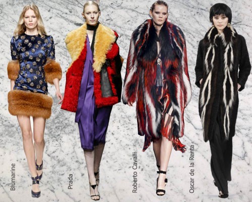 Модные тенденции осень-зима 2014-2015, фото: Цветной мех