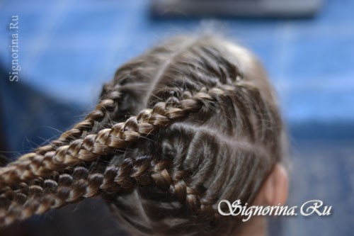 Прическа из косичек для девочки на длинные волосы, пошагово: фото 6