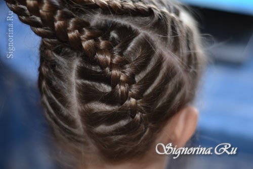 Прическа из косичек для девочки на длинные волосы, пошагово: фото 7