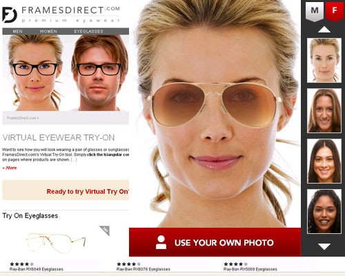 FramesDirect - подбор очков онлайн по фотографии бесплатно
