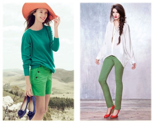 С чем носить зеленые брюки и шорты: фото