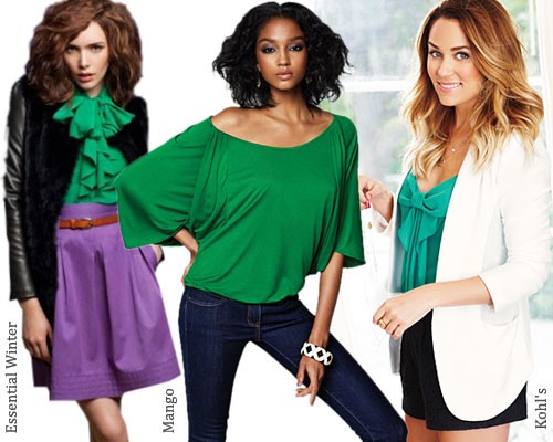 С чем носить зеленую блузку и топ: фото