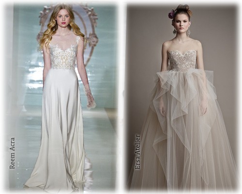 Свадебные платья 2015, фото: корсеты, украшенные вышивкой
