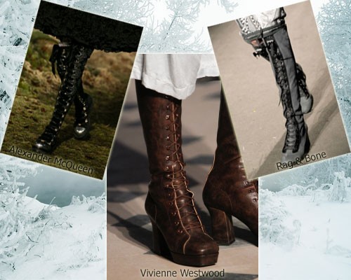 Модные сапоги осень-зима 2014-2015, шнуровка: фото