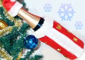 Декор новогодней бутылки шампанского из фетра «Дед Мороз» своими руками. Мастер-класс с пошаговыми фото