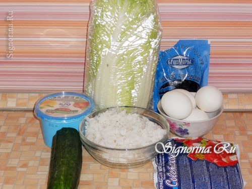 Продукты для приготовления слоёного салата "Инь-янь": фото 1