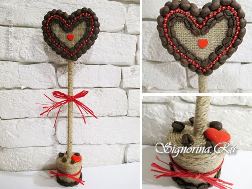 Подарок на день Святого Валентина своими руками: кофейный топиарий в форме сердца