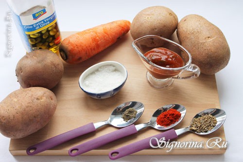 Ингредиенты для приготовления запечённого картофеля с морковью: фото 1