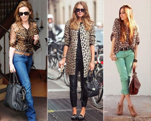 С чем носить леопардовое пальто и блузку: фото