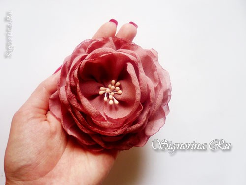 Заколка-цветок из шифона своими руками: фото