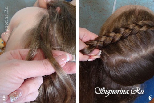 Мастер-класс по созданию причёски для девочки на длинные волосы с косами и бантиком: фото 5-6
