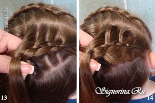 Мастер-класс по созданию причёски для девочки на длинные волосы с косами и бантиком: фото 13-14