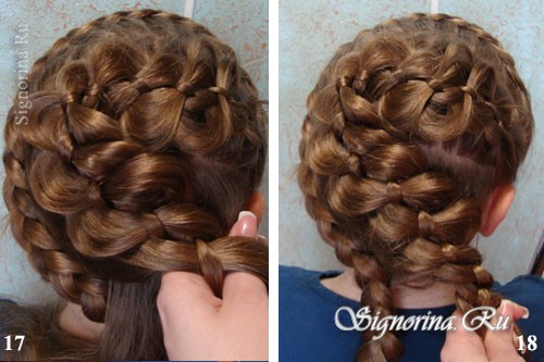 Мастер-класс по созданию причёски для девочки на длинные волосы с косами и бантиком: фото 17-18