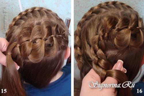 Мастер-класс по созданию причёски для девочки на длинные волосы с косами и бантиком: фото 15-16