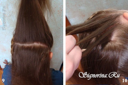 Мастер-класс по созданию причёски для девочки на длинные волосы с косами и бантиком: фото 9-10