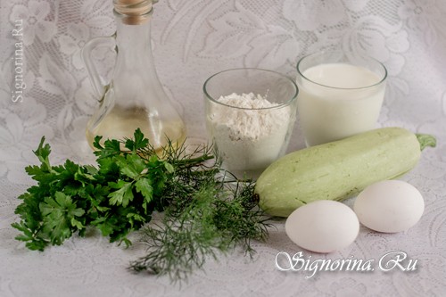 Ингредиенты для приготовления блинов из кабачков: фото 1