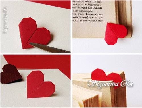 Закладка-сердечко из бумаги: фото