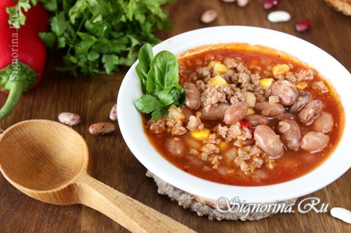 Мексиканский фасолевый суп с фаршем: фото
