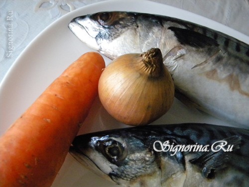 Ингредиенты для приготовления скумбрии, запечённой с овощами: фото 1
