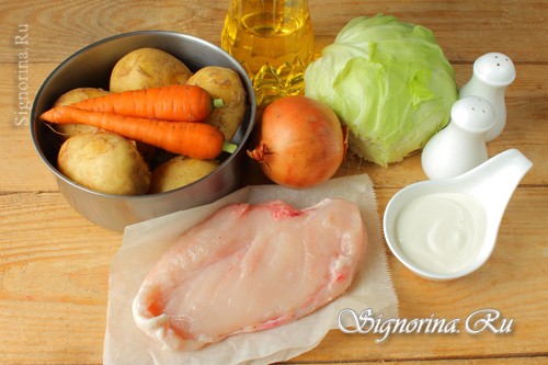 Ингредиенты для овощного рагу с курицей и сметаной: фото 1
