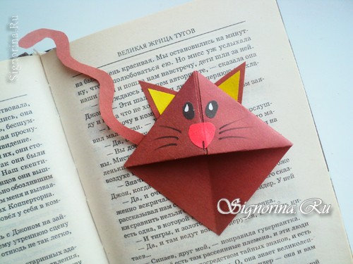 Закладка-кот из цветной бумаги: фото