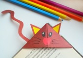 Закладка-кот – детская поделка из цветной бумаги своими руками