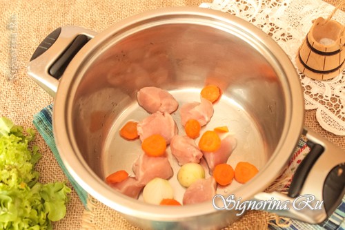 Нарезать филе, лук и морковь фото 1