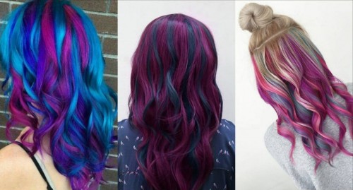 Пурпурные пряди тренд цвета волос 2018