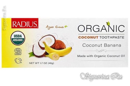 RADIUS, органическая детская зубная паста USDA, кокосовый банан без фтора