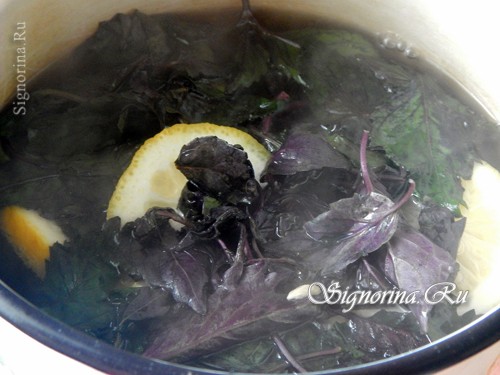 бросаем листики базилика, лимон и бадьян в кипящую воду фото 3