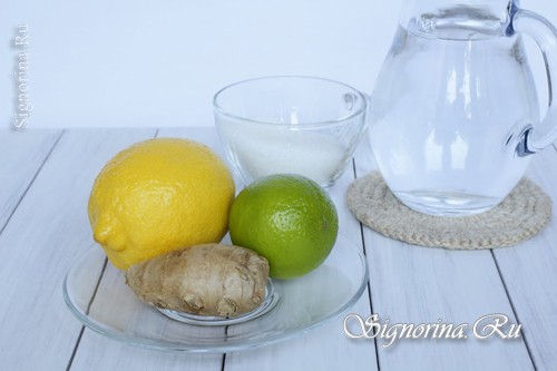 Ингредиенты для приготовления имбирного лимонада с лаймом в домашних условиях