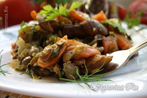 Вкусная тушеная капуста с чечевицей и грибами, рецепт ужина на скорую руку недорого